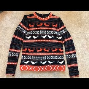 J. Crew Farmyard Fair Isle Navy/Orange Med Sweater